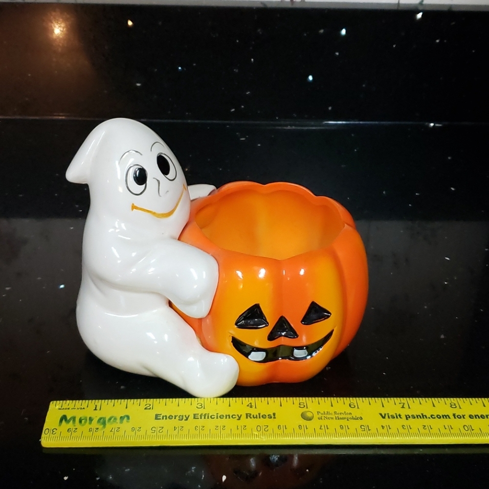 HOST PICK. Vintage Ghost/Pumpkin Candy Holder